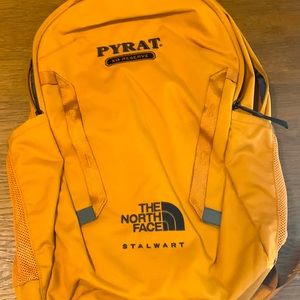 The North Face Stalwart backpack. With Pyrat Reserve rum branding.